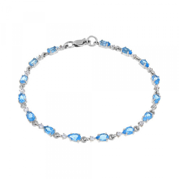 Серебряный браслет с топазом и фианитом № 134115