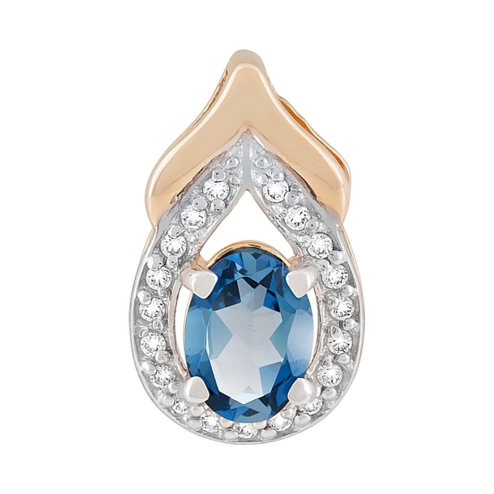 Золотая подвеска с топазом и фианитом № 118257