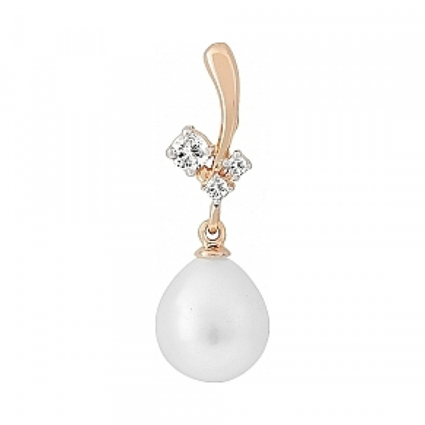 Золотая подвеска с жемчугом и фианитом № 94517