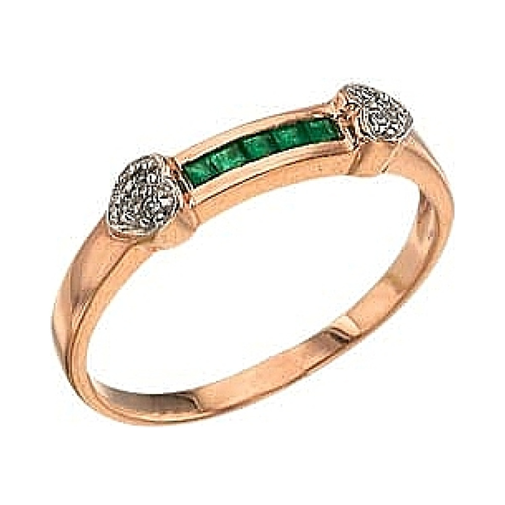 Золотое кольцо с бриллиантом и изумрудом № 3100