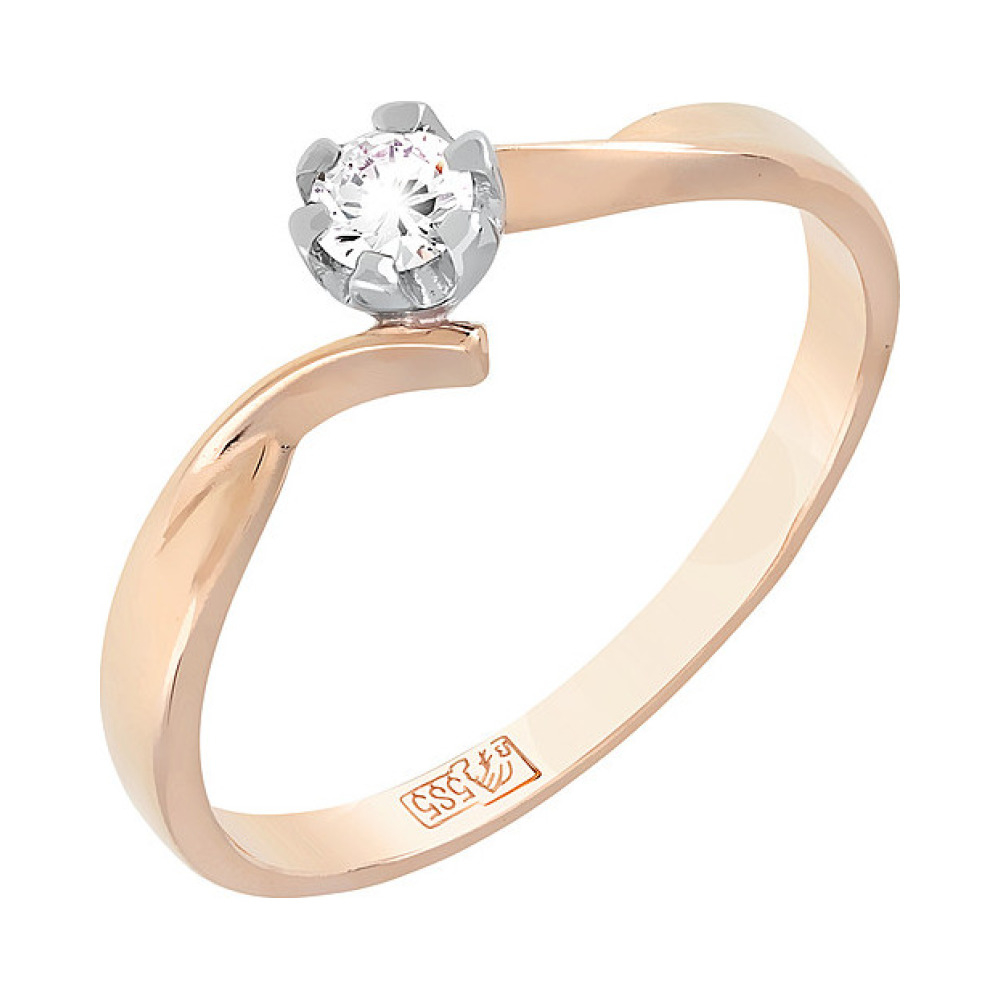 Золотое кольцо с бриллиантом № 73545