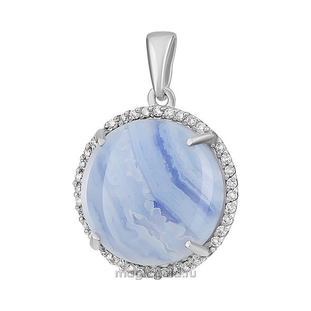 Серебряная подвеска с агатом и фианитом № 155974