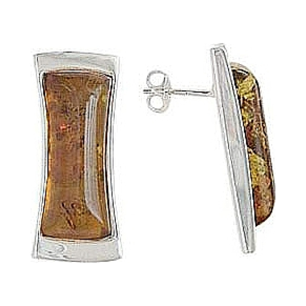 Серебряные серьги с янтарем № 8380