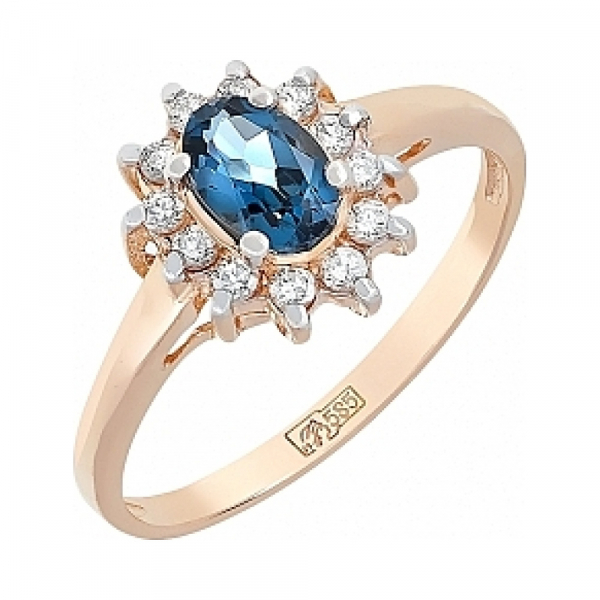 Золотое кольцо с топазом и фианитом № 115363