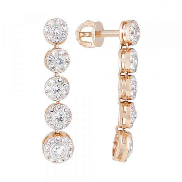 Золотые серьги с фианитами № 122277