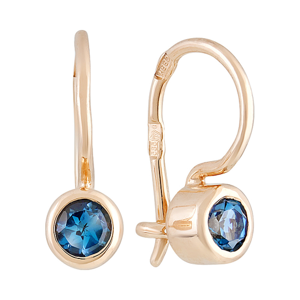 Золотые серьги с фианитом № 132156