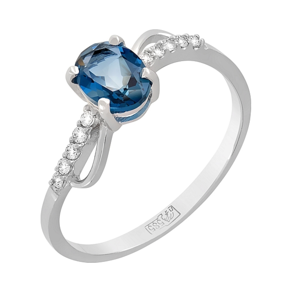 Золотое кольцо с топазом и фианитом № 116435