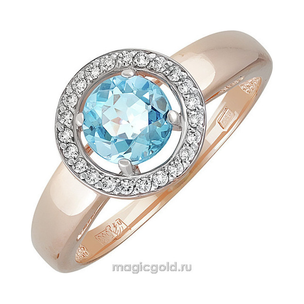 Золотое кольцо с топазом и фианитом № 139730