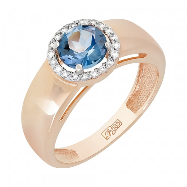 Золотое кольцо с топазом и фианитом № 118283