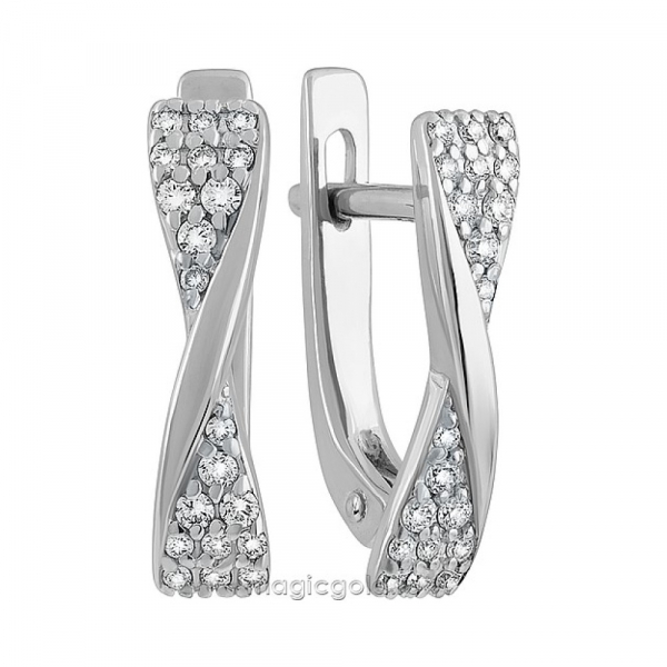 Золотые серьги с бриллиантом № 138240