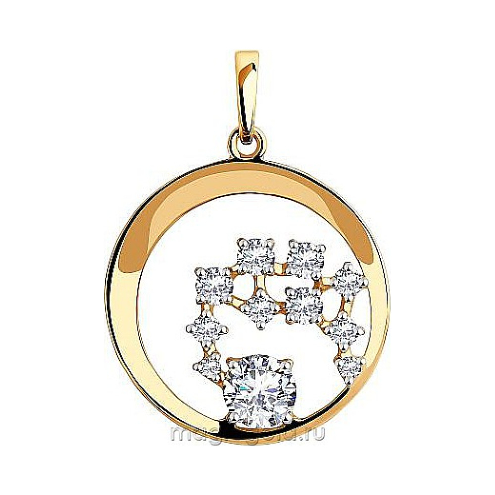 Золотая подвеска с фианитом № 173421