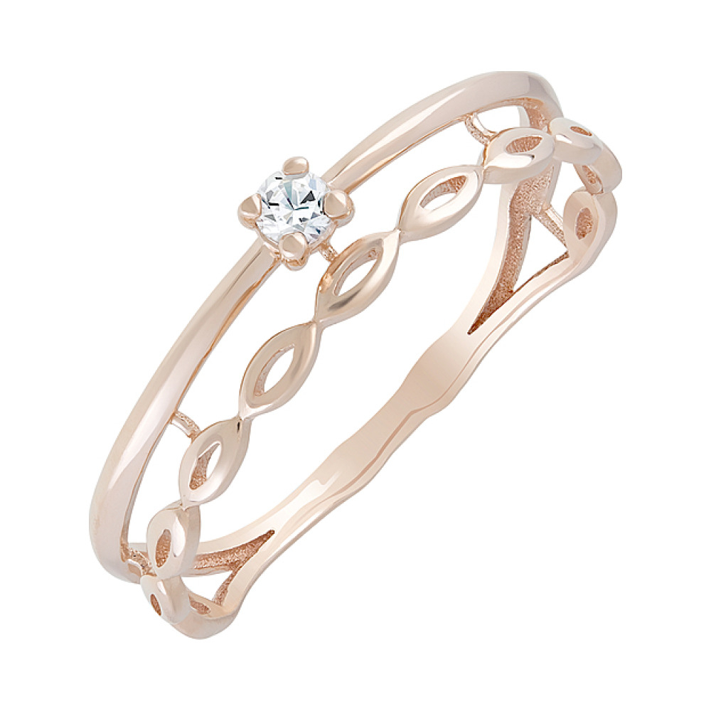 Золотое кольцо с фианитом № 128799