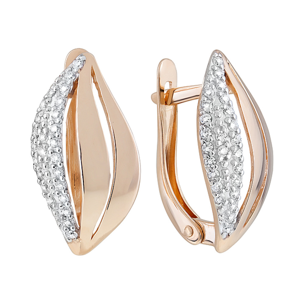 Золотые серьги с фианитами № 124015