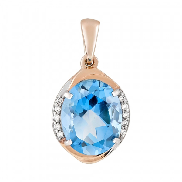 Золотая подвеска с топазом и фианитом № 118273