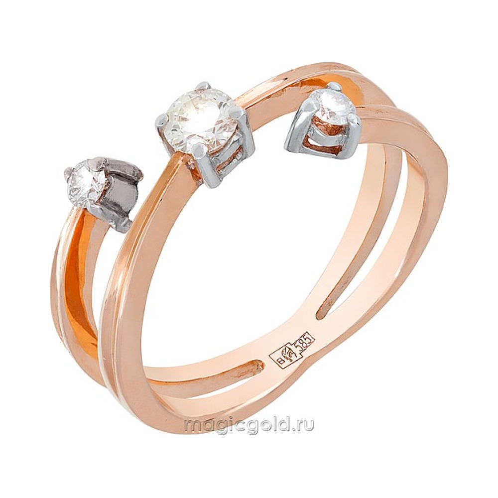 Золотое кольцо с бриллиантом № 36115