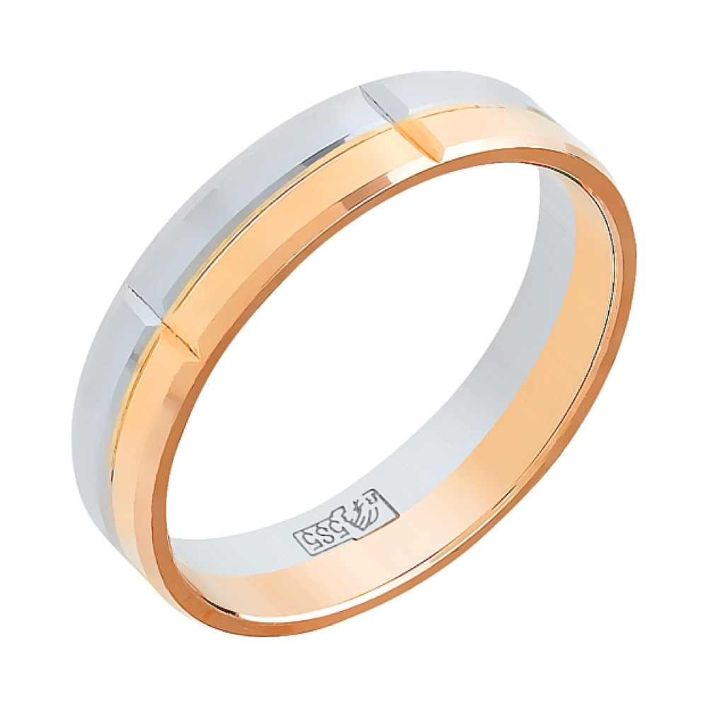 Золотое кольцо обручальное с алмазкой 4мм № 81378
