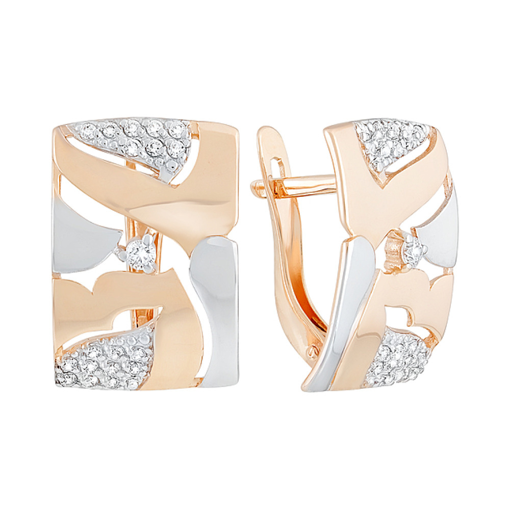 Золотые серьги с фианитом № 129881