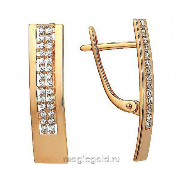 Золотые серьги с фианитом № 174186