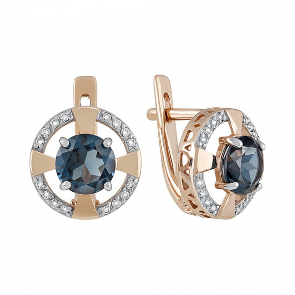 Золотые серьги с топазом и фианитом № 134897