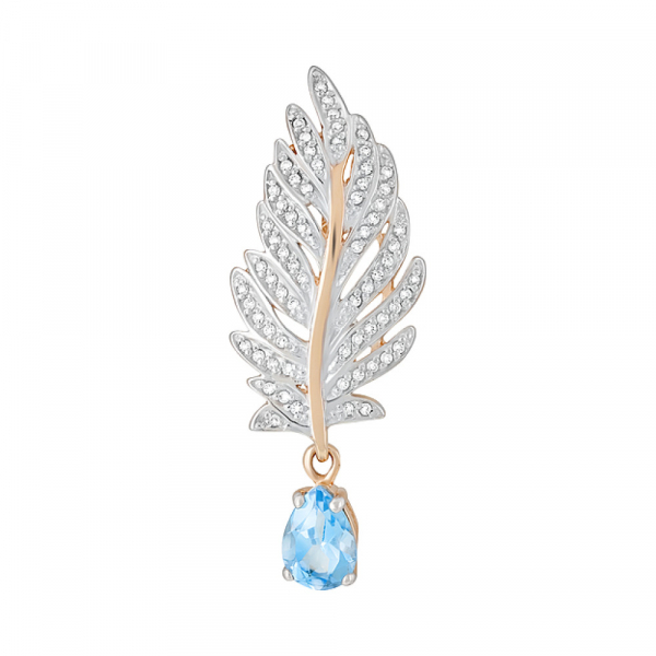 Золотая подвеска с топазом и фианитом № 124547