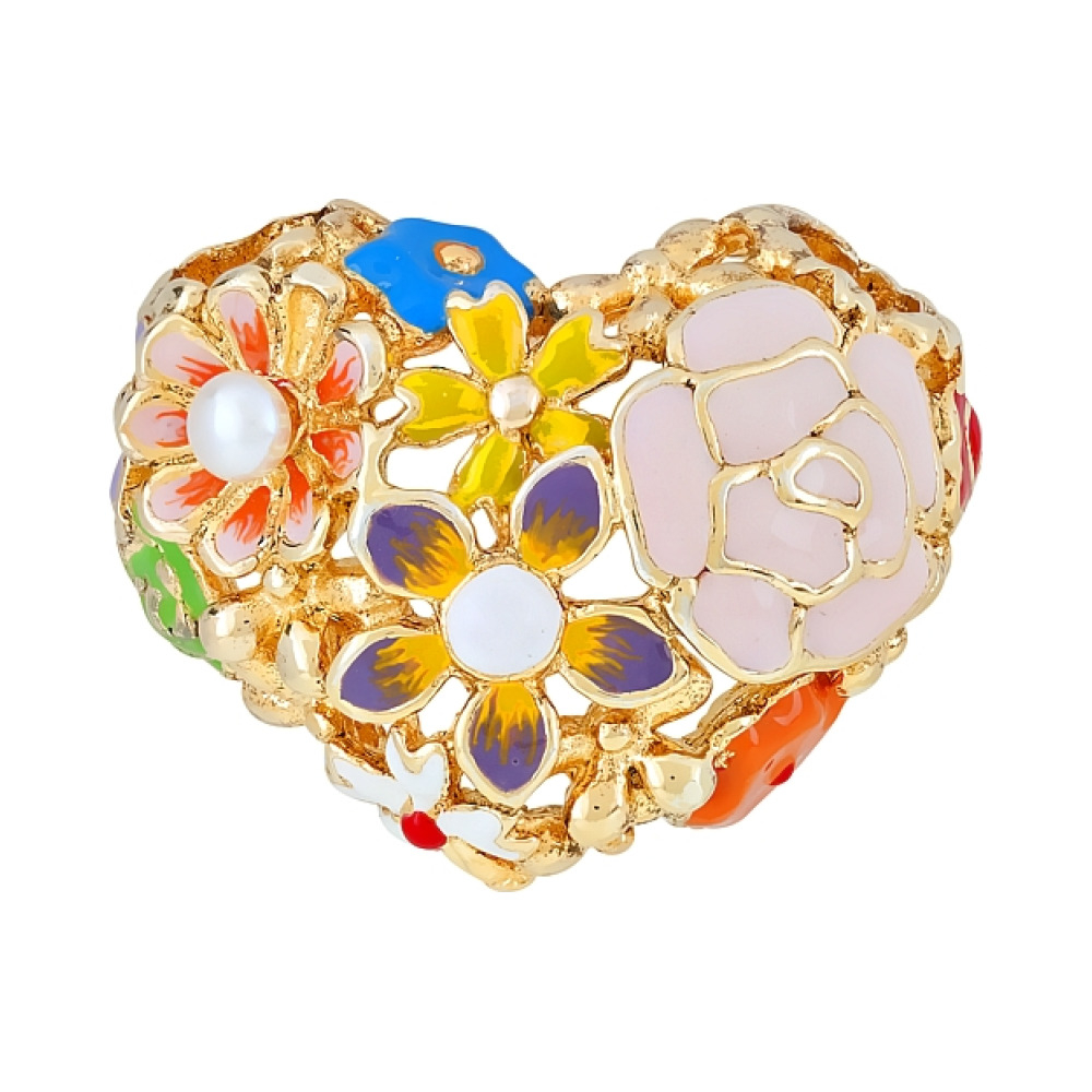 Серебряная подвеска с имит. жемчуга,эмалью и золот. покрытием № 106196