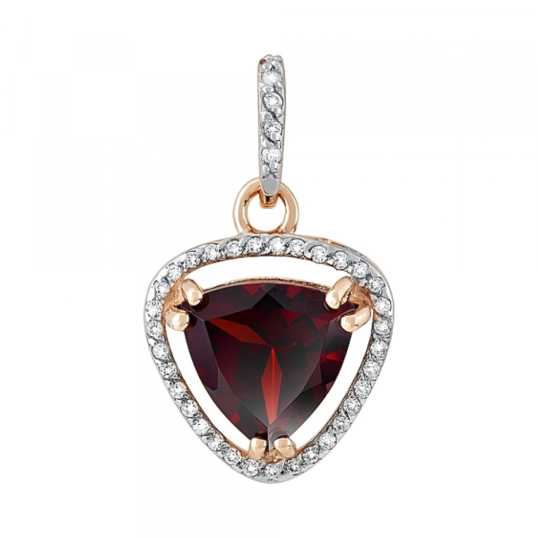 Золотая подвеска с гранатом и фианитом № 120044
