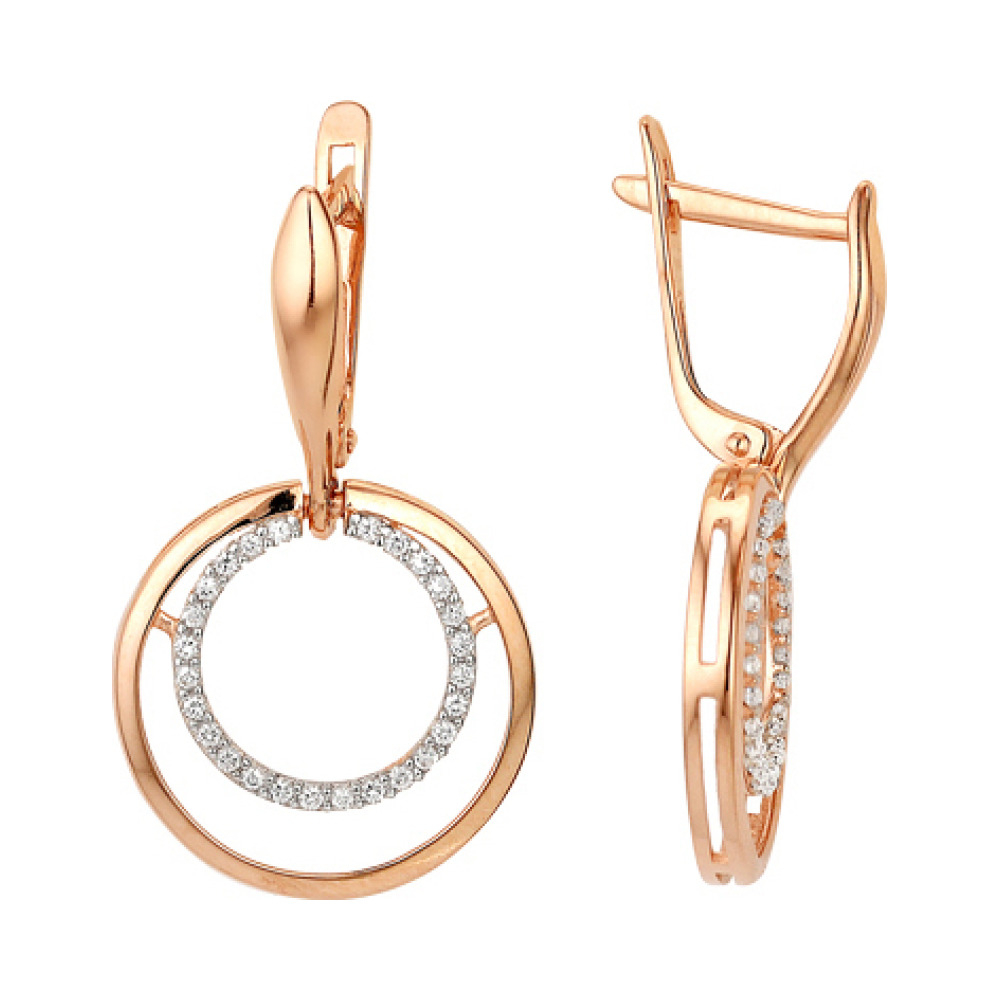 Золотые серьги с фианитом № 138586