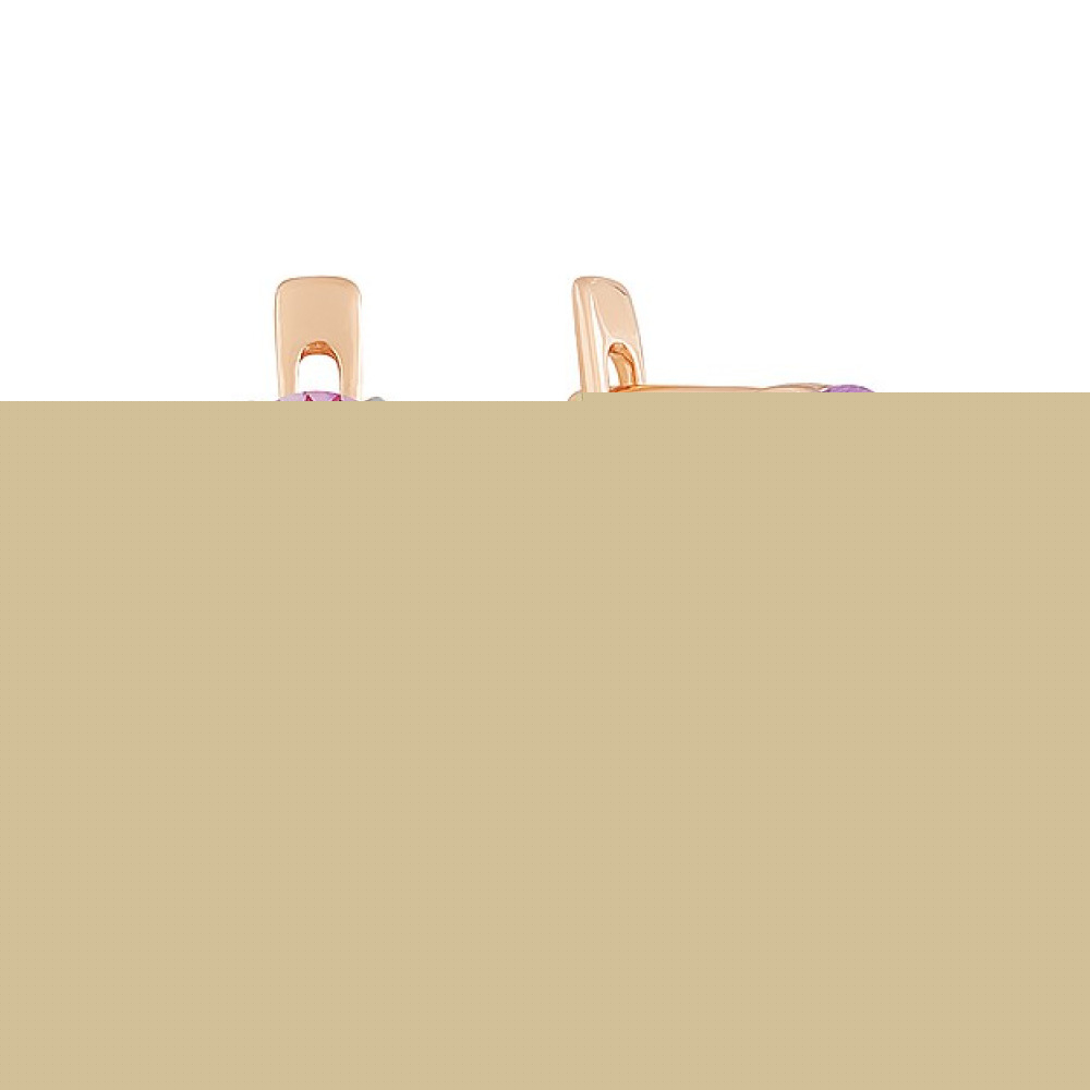 Золотые серьги с аметистом и фианитом № 139836