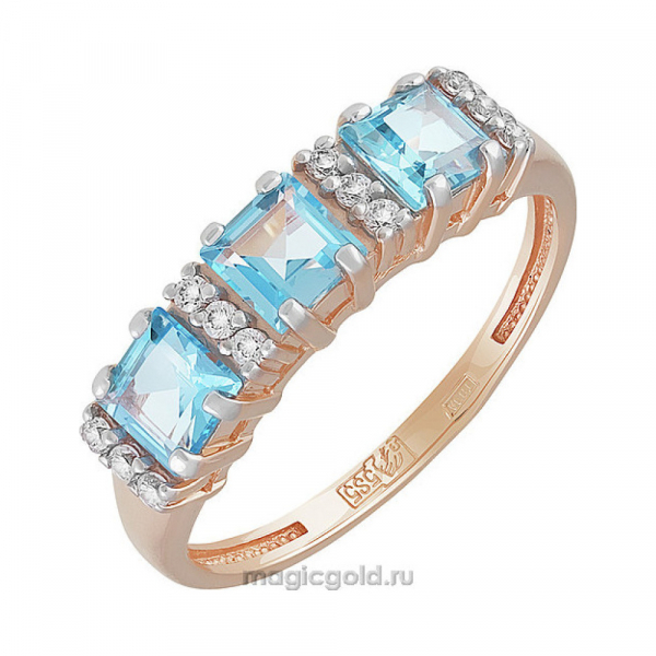 Золотое кольцо с топазом и фианитом № 141810