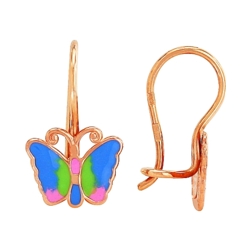 Золотые серьги с эмалью № 82043