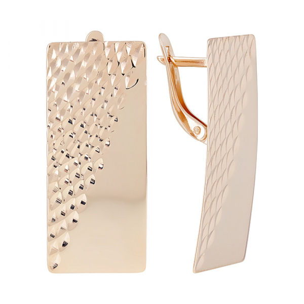 Золотые серьги без камня с алмазкой № 122295