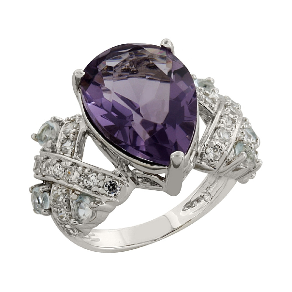 Серебряное кольцо с фианитом № 83462