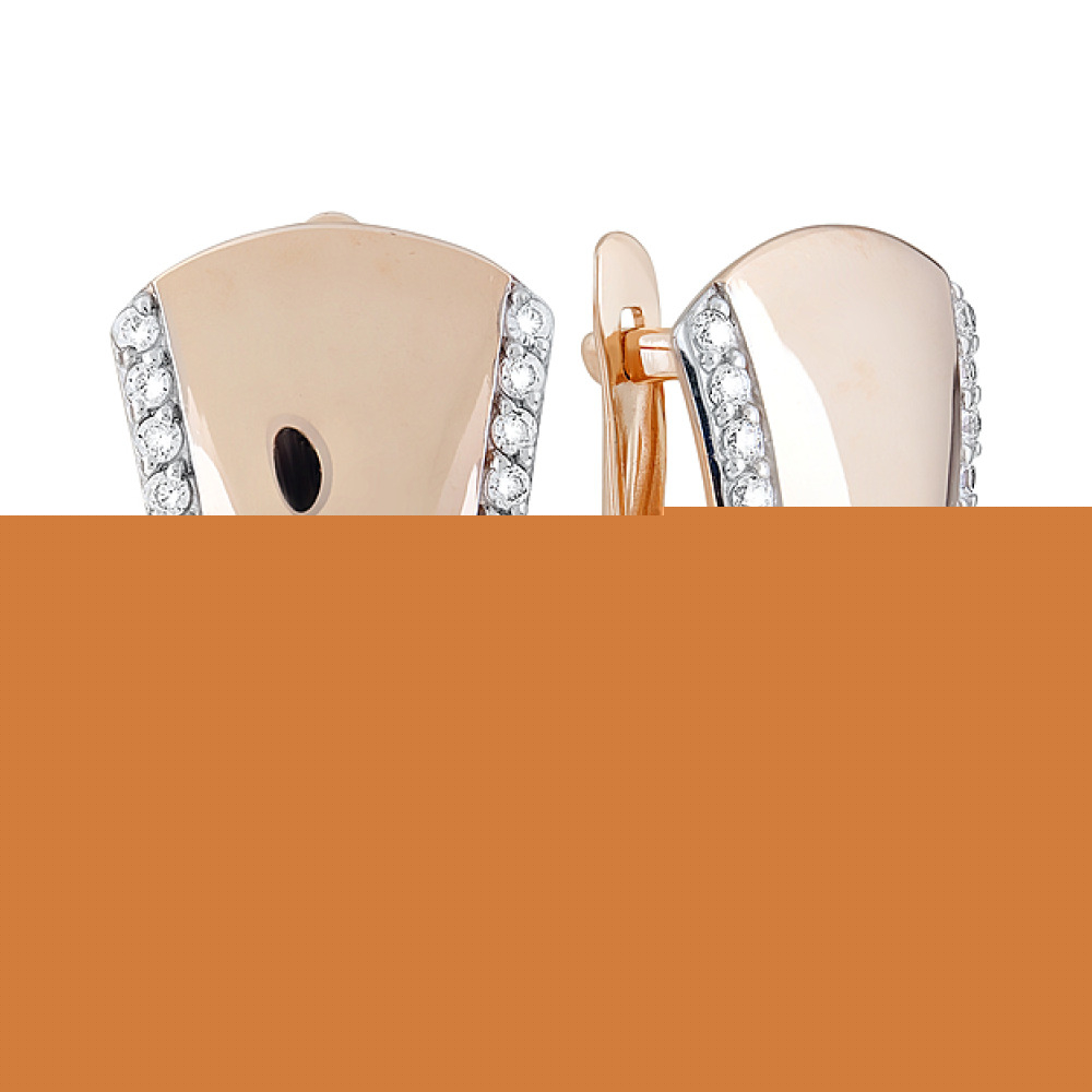 Золотые серьги с топазом и фианитом № 131897