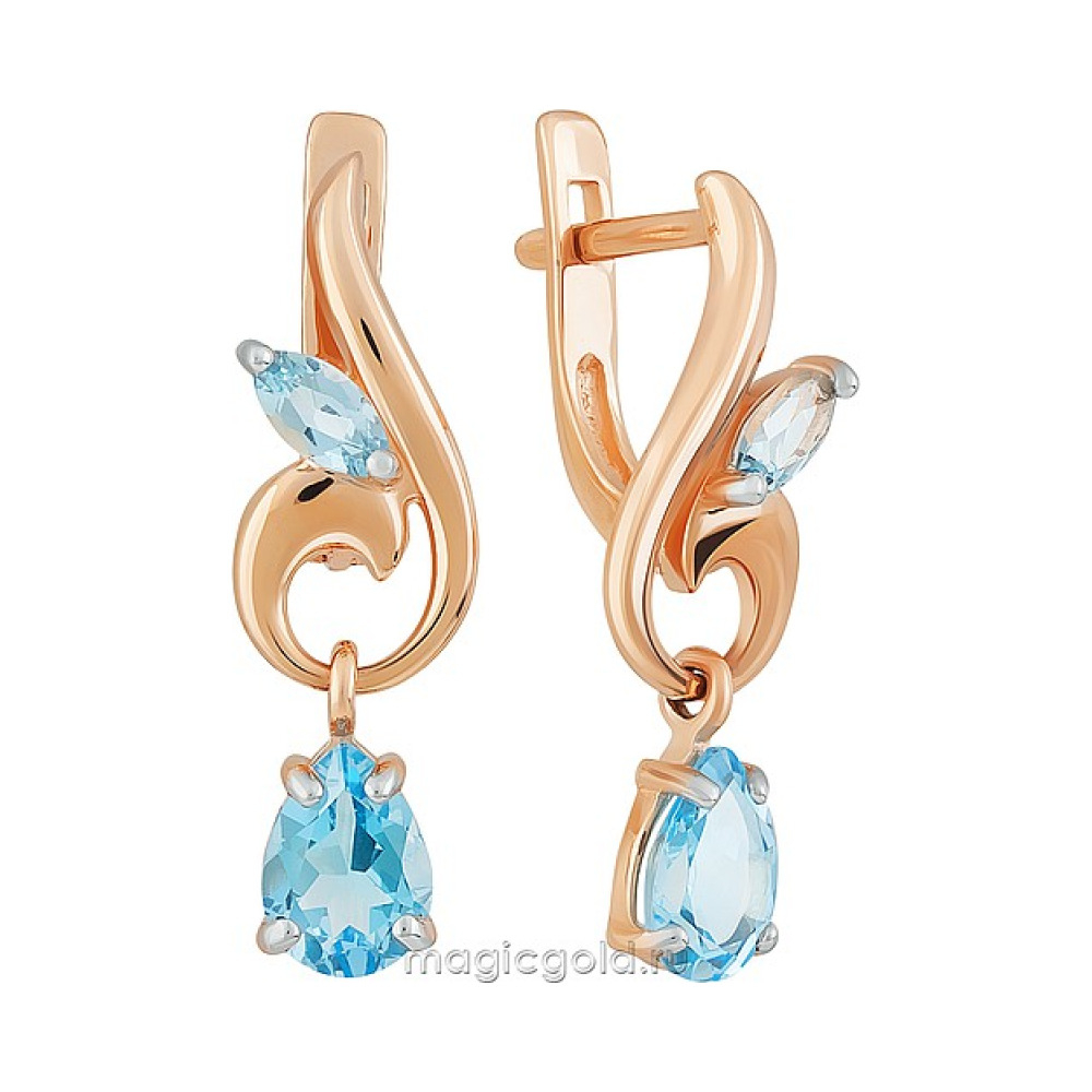 Золотые серьги с топазом № 164204