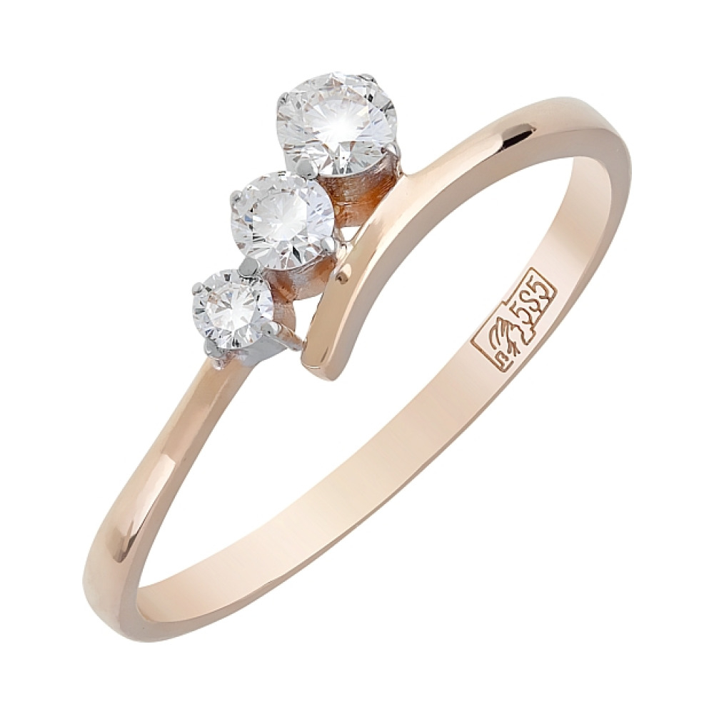 Золотое кольцо с бриллиантом № 120134