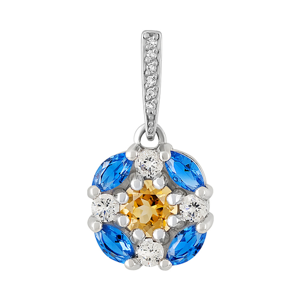 Серебряная подвеска с цитрином и фианитом № 132356