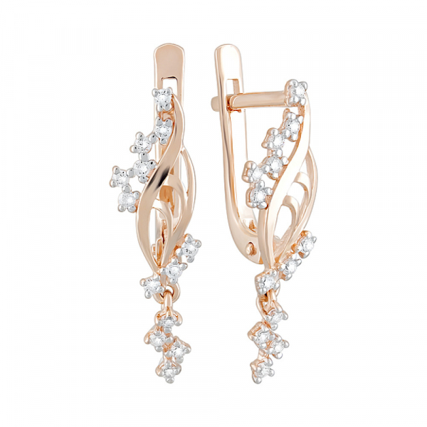 Золотые серьги с фианитами № 124738