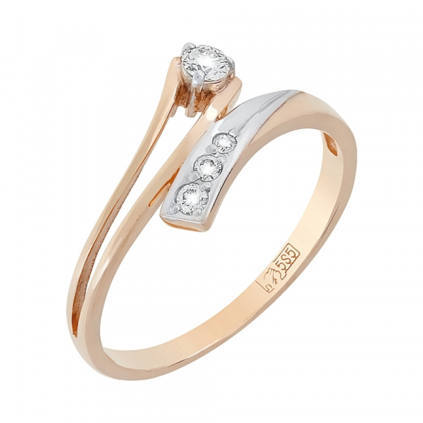 Золотое кольцо с бриллиантом № 75388