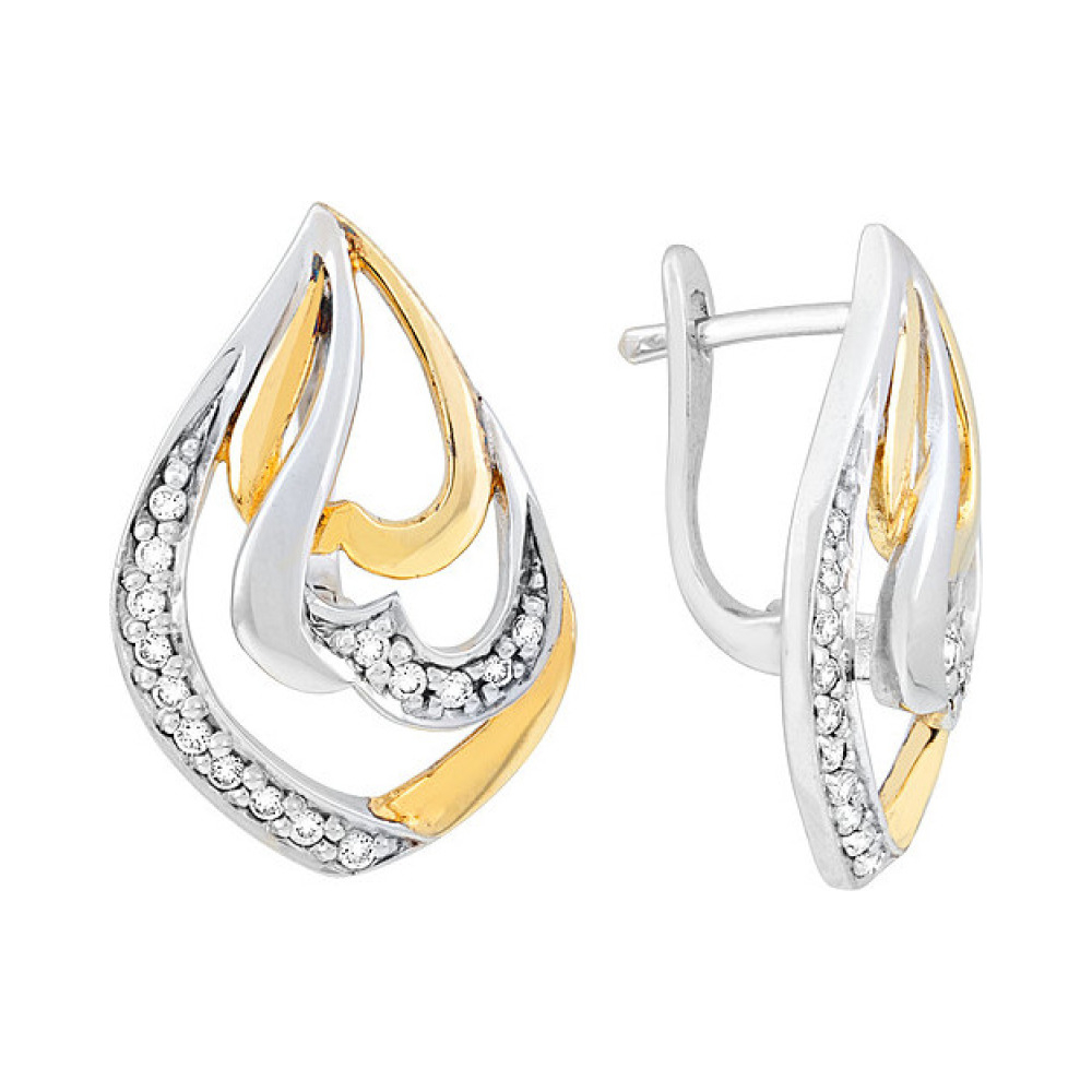 Серебряные серьги с фианитами № 106304