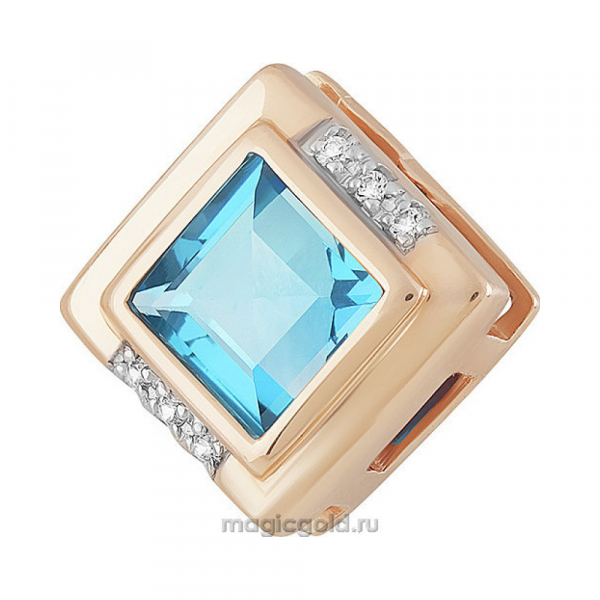 Золотая подвеска с топазом и фианитом № 160445