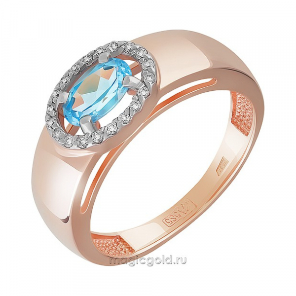 Золотое кольцо с топазом и фианитом № 162370