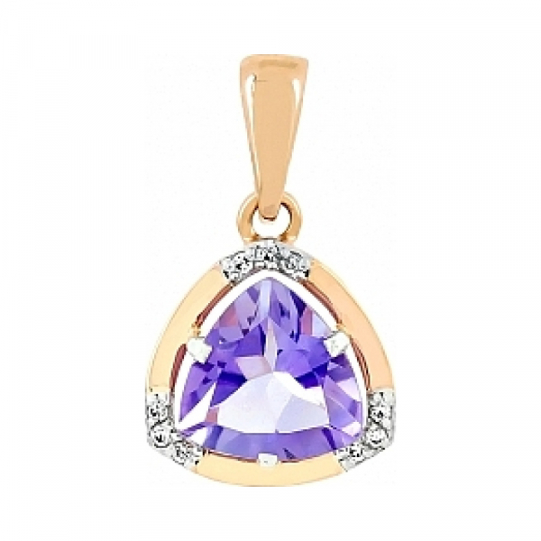 Золотая подвеска с аметистом и фианитом № 103968