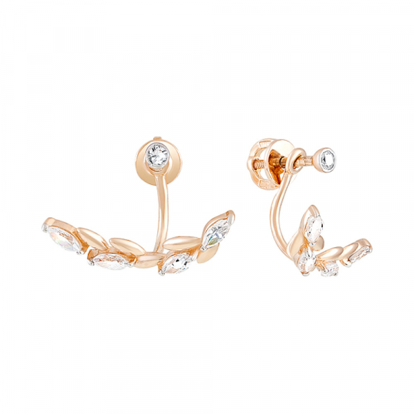 Золотые серьги с фианитами № 129085