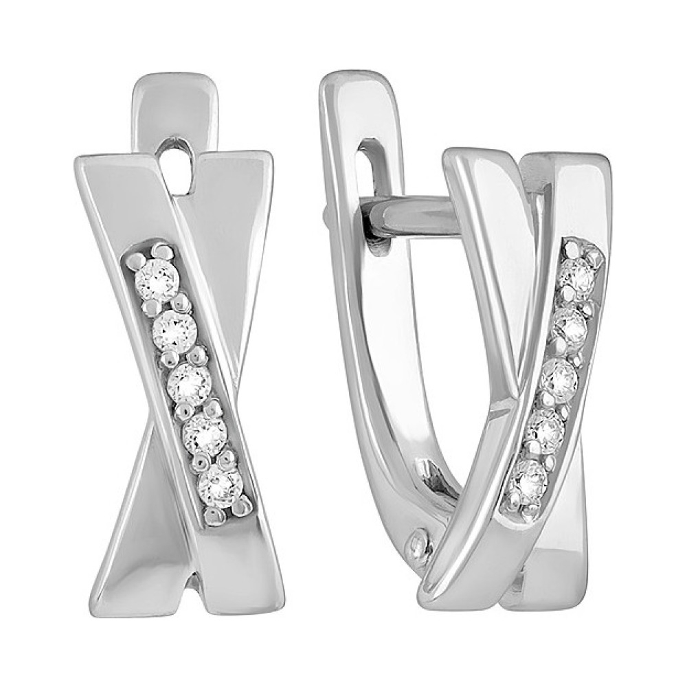 Серебряные серьги с фианитом № 132951