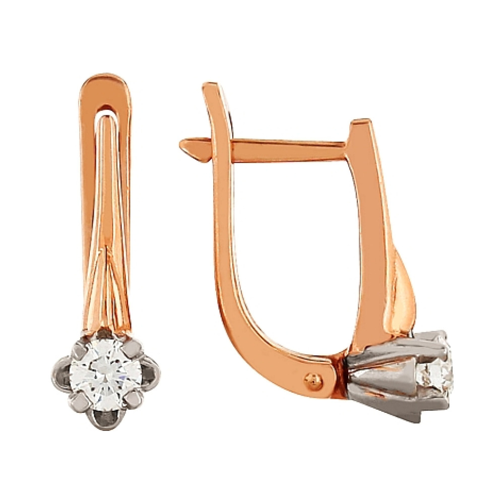 Золотые серьги с бриллиантом № 35500