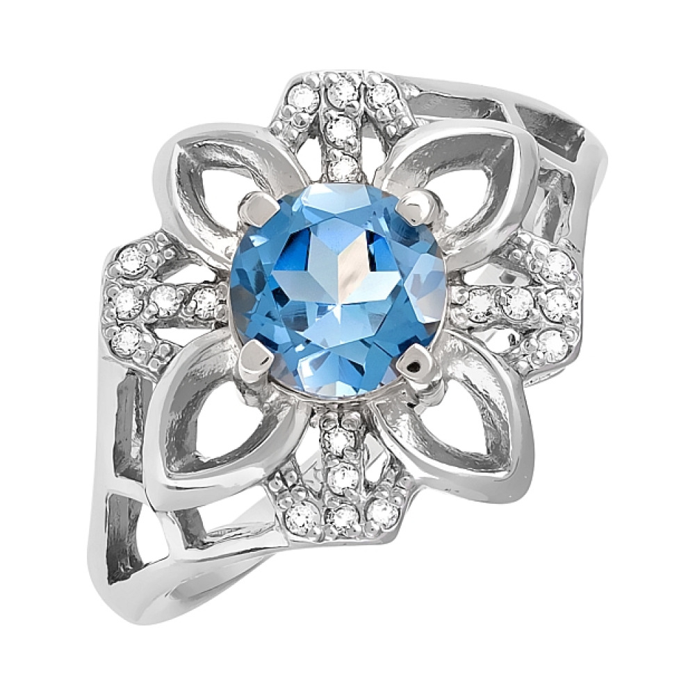 Золотое кольцо с топазом и фианитом № 119352