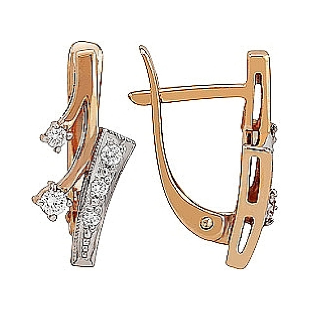 Золотые серьги с бриллиантом № 75389