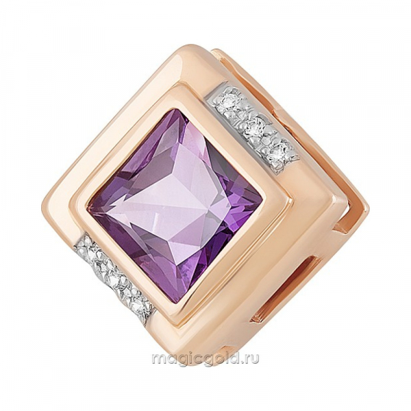 Золотая подвеска с аметистом и фианитом № 160465