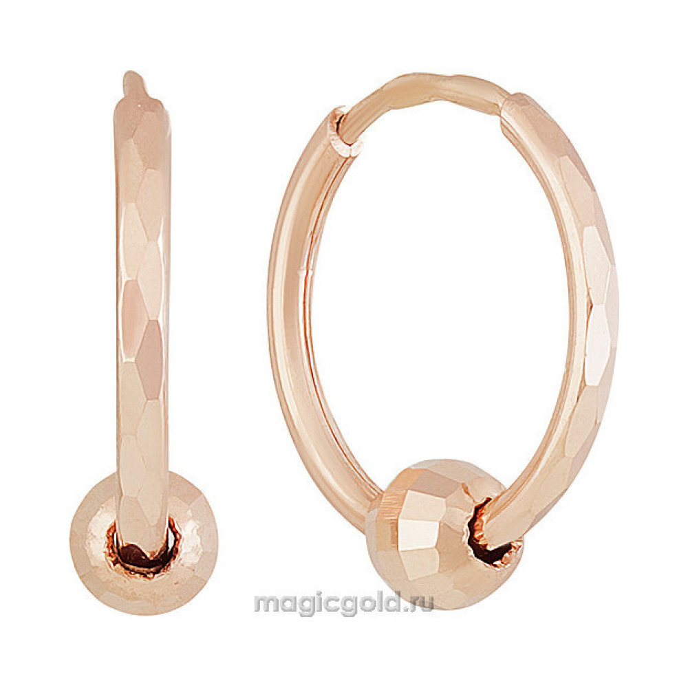 Золотые серьги без камня с алмазкой № 159868