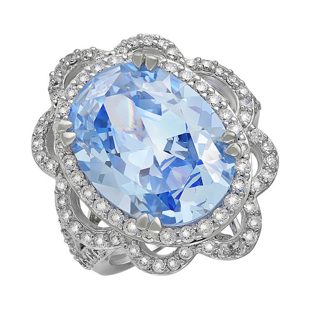 Серебряное кольцо с фианитом № 134731